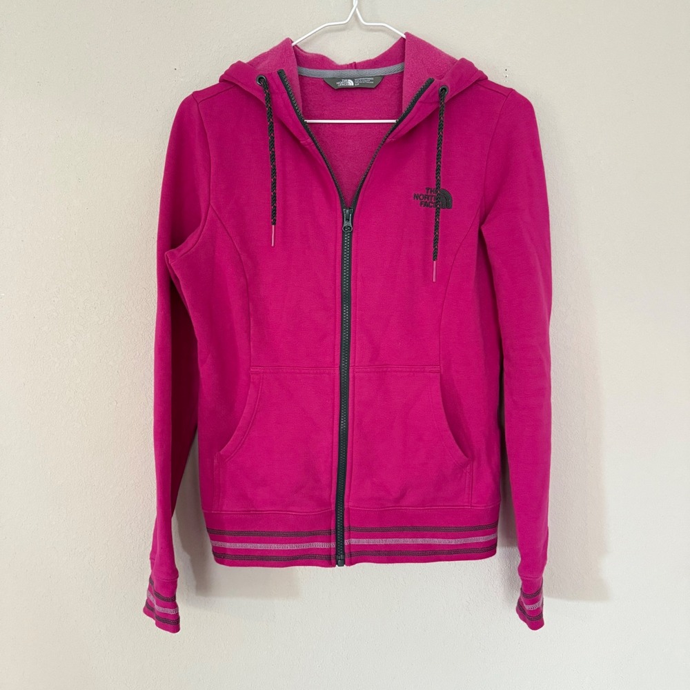 Y2K The North Face Jacket Women Small Pink Full Zip Cotton‎ Blend Hooded Hoodie